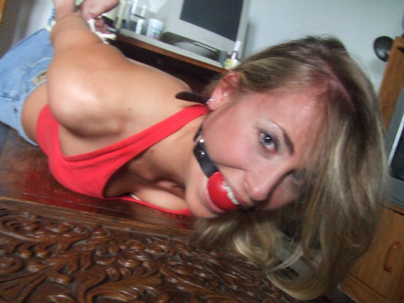 Hot Amateur Housewife Ball Gagged, Tied Up and Humiliated at Home ... pic